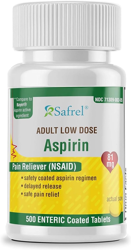 Saprel Generic Bayer Baby Aspirin 81 מ"ג (500 טבליות מחוברות)
