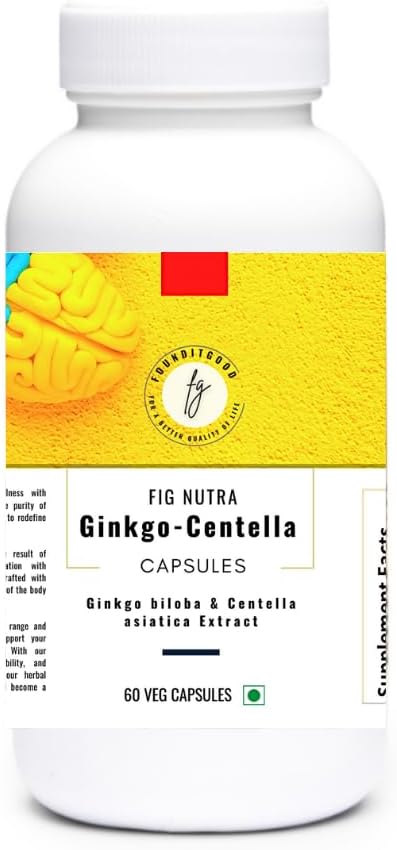 FiG Nutra "Ginkgo-Centella" קפסולות | Brain Health Supplement for Focus and Memory | Powerful Bell of גינקו biloba Leaf and Centella Asiatica Leaf