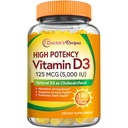 המתכונים של הדוקטור ויטמין D3 5000IU, Immune Support for העצמות, השיניים ותפקוד Immune, non-GMO, No Gelatin, Gluten or Soy, 120 Softgels Vegetarian Softgels