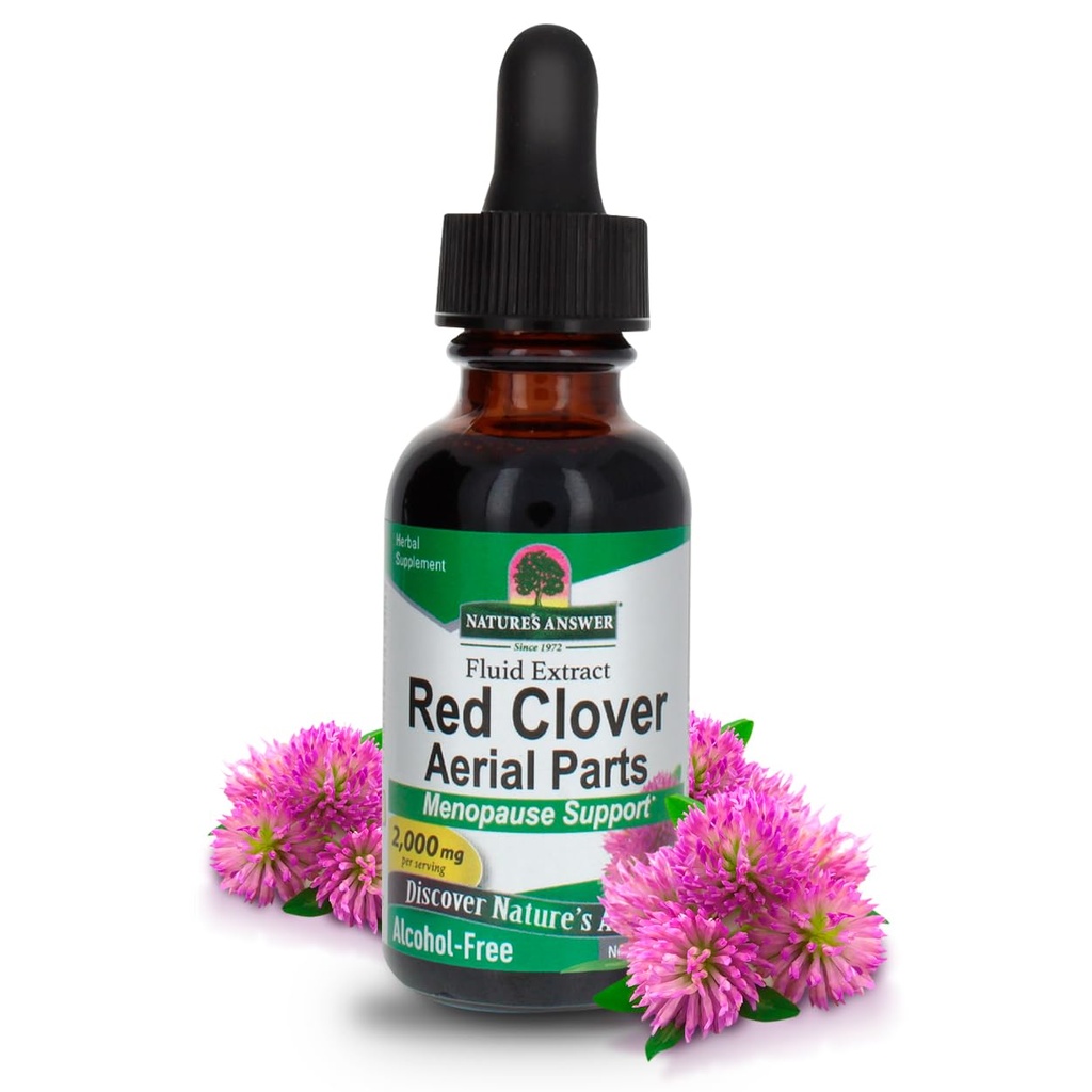 תשובתו של Nature's answer Red Clover לחלץ תוספת של אלכוהול חינם 1 Oz (חבילה של 4) תמיכה טבעית Mood