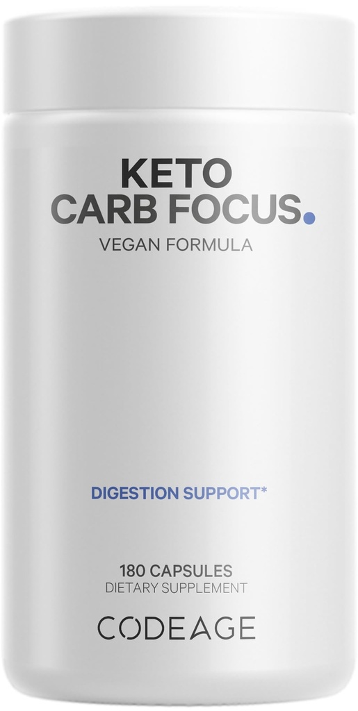 Codeage Keto Carb, White Kidney Bean, Green Tea & Cinnamon Bark תוסף, Triple Action Keto לרמות גלולות טבעוניות, Ketogenic, Low Carb Diet Sugar, 3 חודשים, Non-GMO, Gluten-Free, 180 קפסולות