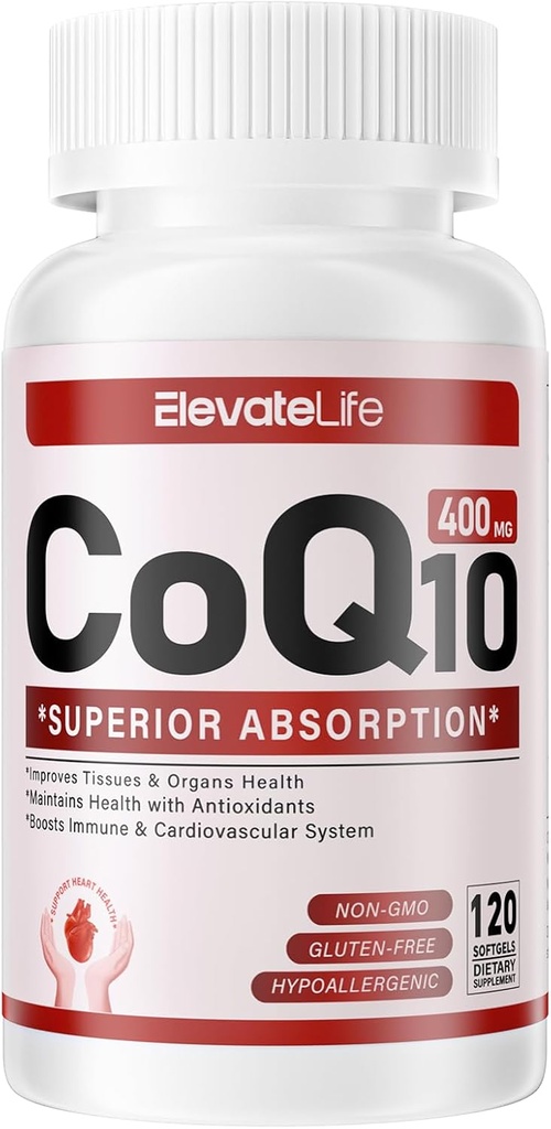 CoQ10-400mg-Softgels עם PQQQ, BioPerine & אומגה 3, Coenzyme Q10(Ubiquinone) תוסף עבור High-Absorption, Powerful-Antioxidant, תומך Heart & Energy- Production, 120 משרתות