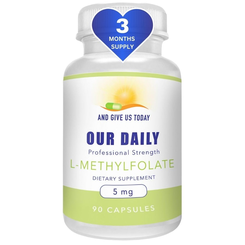 The Daily Vites L-Methylfolate 5 מ"ג / 5000 mcg כוח מקסימלי Active Folate, 5-MTHF, Filler Free, Gluten Free, non-GMO, Vegetarian קפסולות ספירה 90 (3 חודשים אספקה)