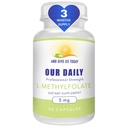 The Daily Vites L-Methylfolate 5 מ"ג / 5000 mcg כוח מקסימלי Active Folate, 5-MTHF, Filler Free, Gluten Free, non-GMO, Vegetarian קפסולות ספירה 90 (3 חודשים אספקה)