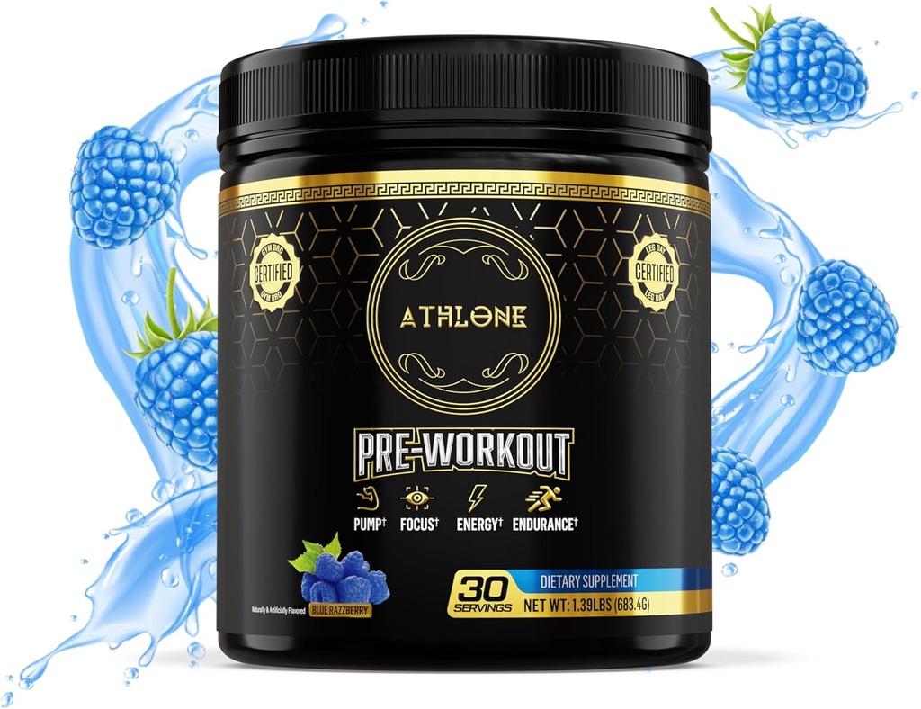 טרום עבודה אבקה Blue Raspberry Performance בלגן אנרגיה עם Caffeine, L-Citrulline, Beta Alaline, ההימלאיה Pink Salt - No Artificial Dyes (30 משרתים)