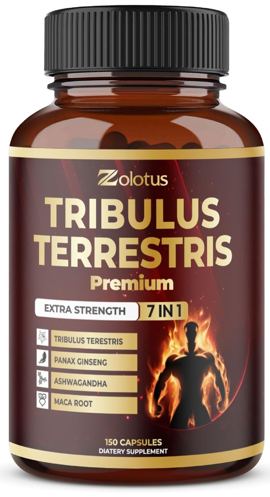 Tribulus Terrestris תוספת לגברים ונשים, 5-Month אספקת עם Ashwagandha, Panax גינזנג, Saw Palmetto, Maca, Shilajit, 150 הרוזן