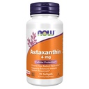 עכשיו תוספי מזון, Astaxanthin 4 מ"ג נגזר מ- non-GMO Haematococcus Pluvialis Microalgae ויש לו באופן טבעי Lutein, Canthaxanthin ו Beta-Carotene, 90 Softgels