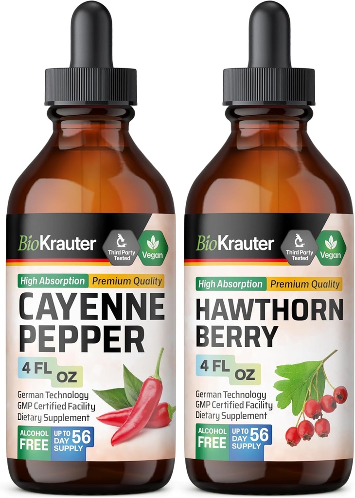 BIO KRAUTER Cayennecture 4 Fl. Oz. & Holhorn Berry Tincture 4 Fl. Oz.
