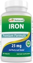 תוסף הברזל הטוב ביותר (Iron Bisglycinate) - 25 מ"ג - 180 טבליות - Gentle of Stomach - Non-Constipating