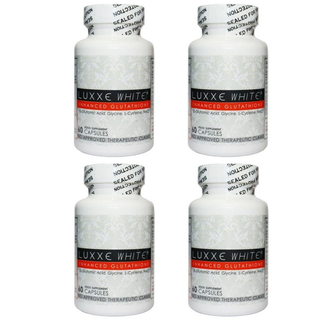 4 בקבוקים 60 Caps Luxxe White Enhanced Glutathione - יעיל Skin Whitening תוסף