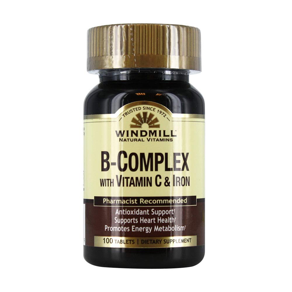 Windmill B-Complex Tablet עם ויטמין C ותוסף ברזל - 100 Ea