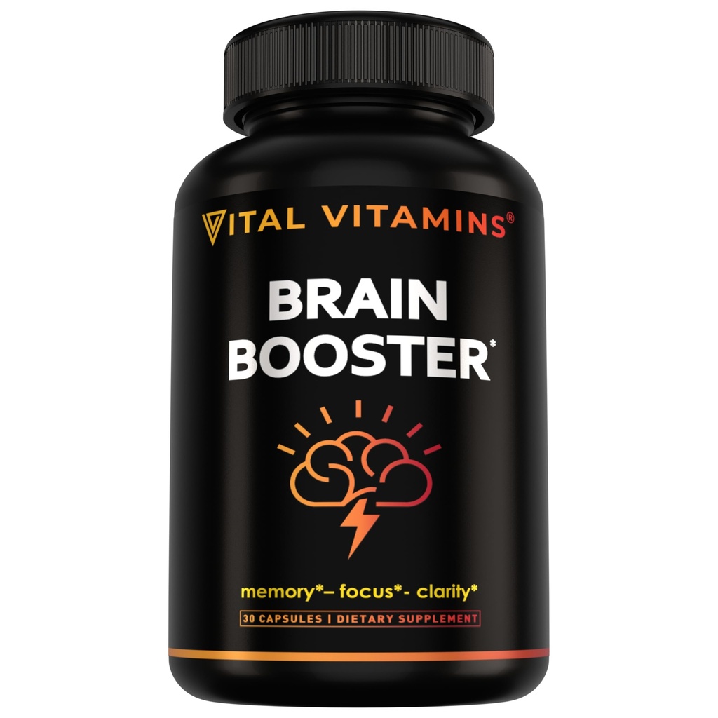 ויטמינים ויטאלים המוח תוספים עם Bacopa Monnieri - for Memory and Focus - Nootropic Brain Booster - Caffeine חינם תמיכה למבוגרים ומבוגרים - Non-GMO, 30 קפסולות