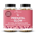Glow Prenatal ויטמינים לנשים - 20in-1 חומרים מזינים רעילים עבור הריון בריא ופיתוח Fetal - Folic Acid & Vegan DHA עבור צמיחה של התינוק & הריון נוח - 120 קפסולות Nourishing