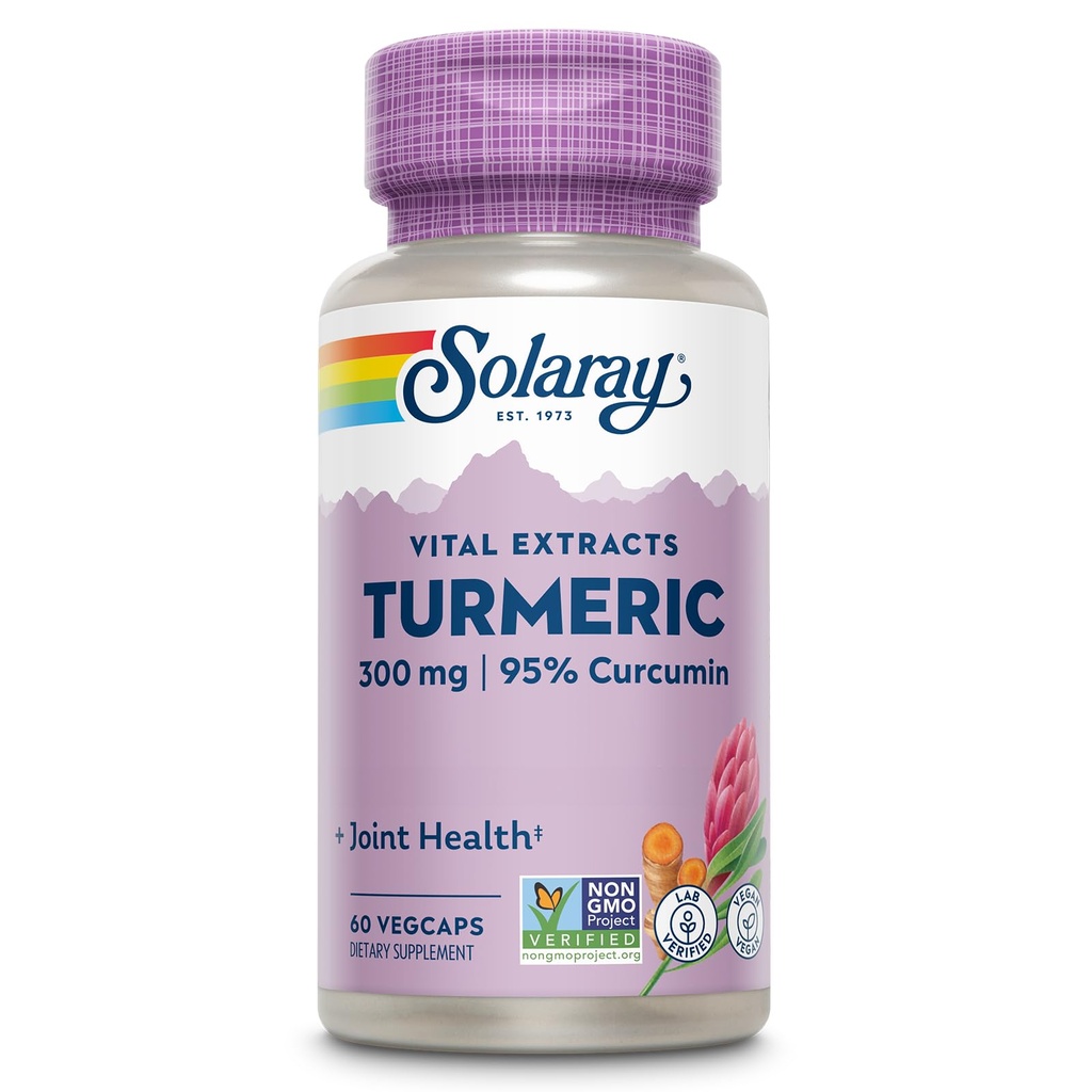 תוסף SOLAרי Turmeric 300 מ"ג - תמצית שורש Turmeric עם 95% Curcumin - תוספת תמיכה משותפת לבריאות משותפת ונוחות - Non-GMO, טבעוני, Gluten Free, 60 יום ערבות, 60 משרתים