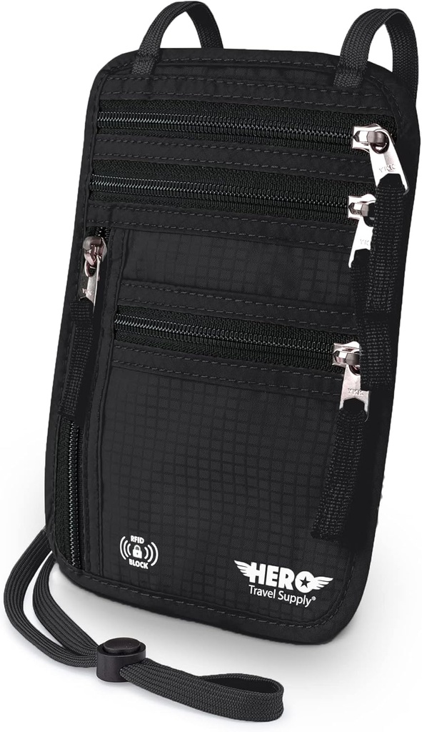 HerO Neck Wallet, RFID חסימת דרכון הולר - Easy to Conceal and Pouch