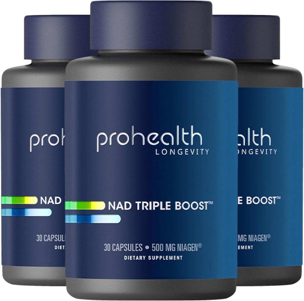 ProHealth NAD Triple Boost 3X NAD+ Optimizer. דוקטור פורמולה, תוספת כוח, כולל 500mg Niagen Nicotinamide Riboside NR (The Active Ingredient in NMN) 30 משרתים (3 Pack)