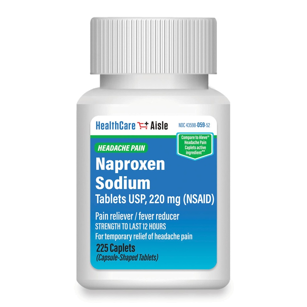 HealthCareAisle Naproxen Sodium, 220 מ"ג - 225 caplets - כאבי ראש כאב Reliever, עד 12 שעות של הקלה