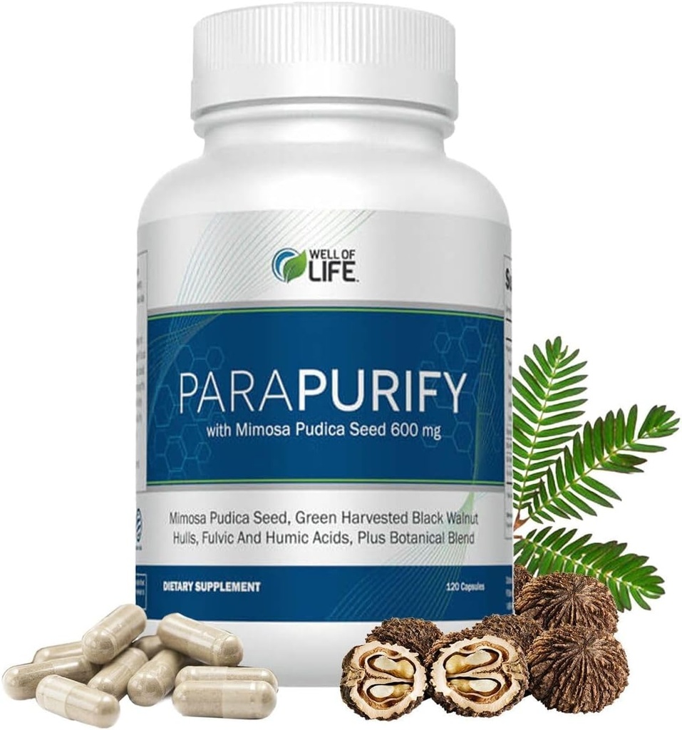 ParaPurify-120 קפסולות: תוסף לתמיכה בבריאות העיכול כולל Mimosa Pudica Black Walnut High Nutrition- Organic Formula, Non-GMO All-Natural Herbal Band for Optimal Gut Health
