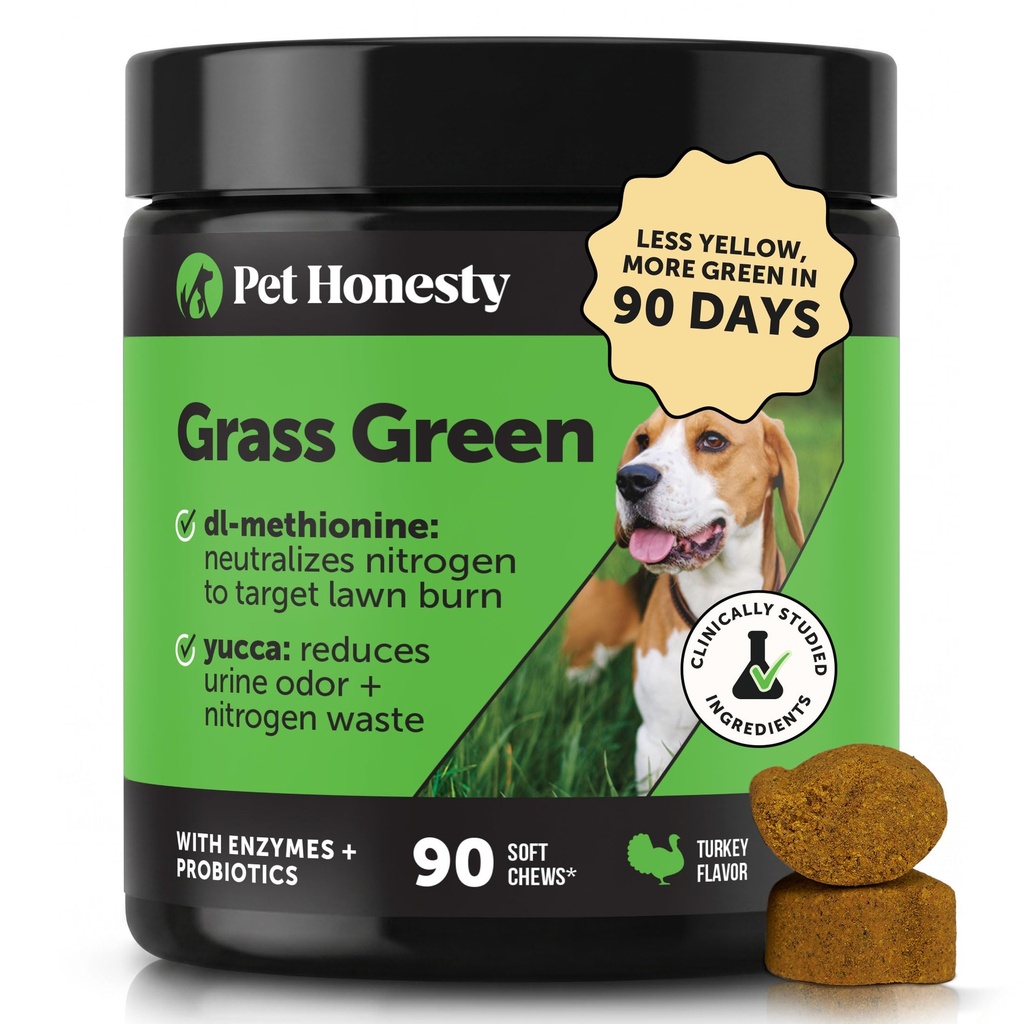 Grass Green Dog Chews - Urine Neutralizer עבור Lawn, כלב פיט דשא עוזר ליארד להישאר גרין הכתובת Burn Spots עם Probiotics & Enzymes (Turkey)