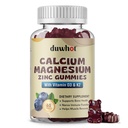 Calcium Magnesium Zinc Gummies לנשים, תוסף Chewable Calcium 1000 מ"ג ויטמין D3 & K2, Bone & Nerve בריאות, פונקציונליות שרירים, תמיכה בלחץ, Blueberry פלאמור, 60 Cttttt