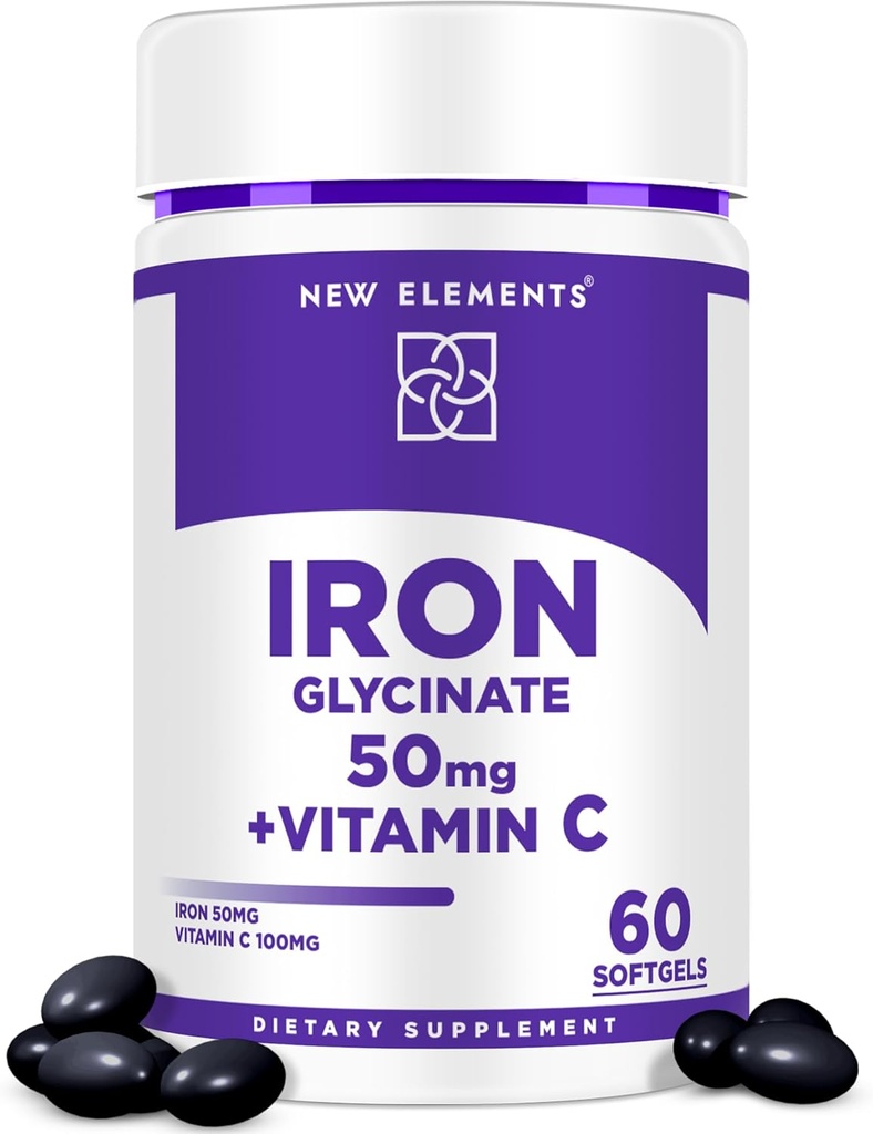 ברזל Glycinate 50 מ"ג עם ויטמין C | תוסף ברזל מתקדם עבור אנמיה הקלה, Immune Boost & אנרגיה תמיכה; Gentle על Stomach, קיצור מהיר | Non-GMO, Gluten-Free Softgels עבור נשים וגברים & גברים & גברים