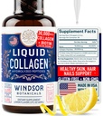 תוסף נוזל ריכוזי קולג'ן פפטסידים - 30,000mcg hydrolyzed נוזל קולאזן לנשים בתוספת שיער ביוטין, עור, תמיכה ריח - טיפות ישירות sublingual או משקאות - משקה לימון טבעי 2 oz