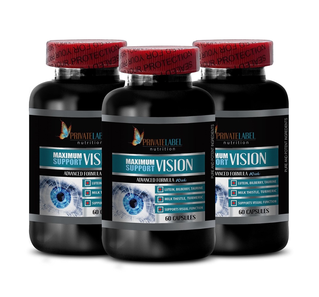 זרעי ענבים לחלץ אורגני - ADVANCED VISION FORMULA - חומצה אמינו taurine, משפר את החזון, Lutein ו Zeaxanthin, תוספי עיניים אורגניות למבוגרים מעל 50, חלב זהה אורגני - 3 בקבוקי 180Caps 180Caps