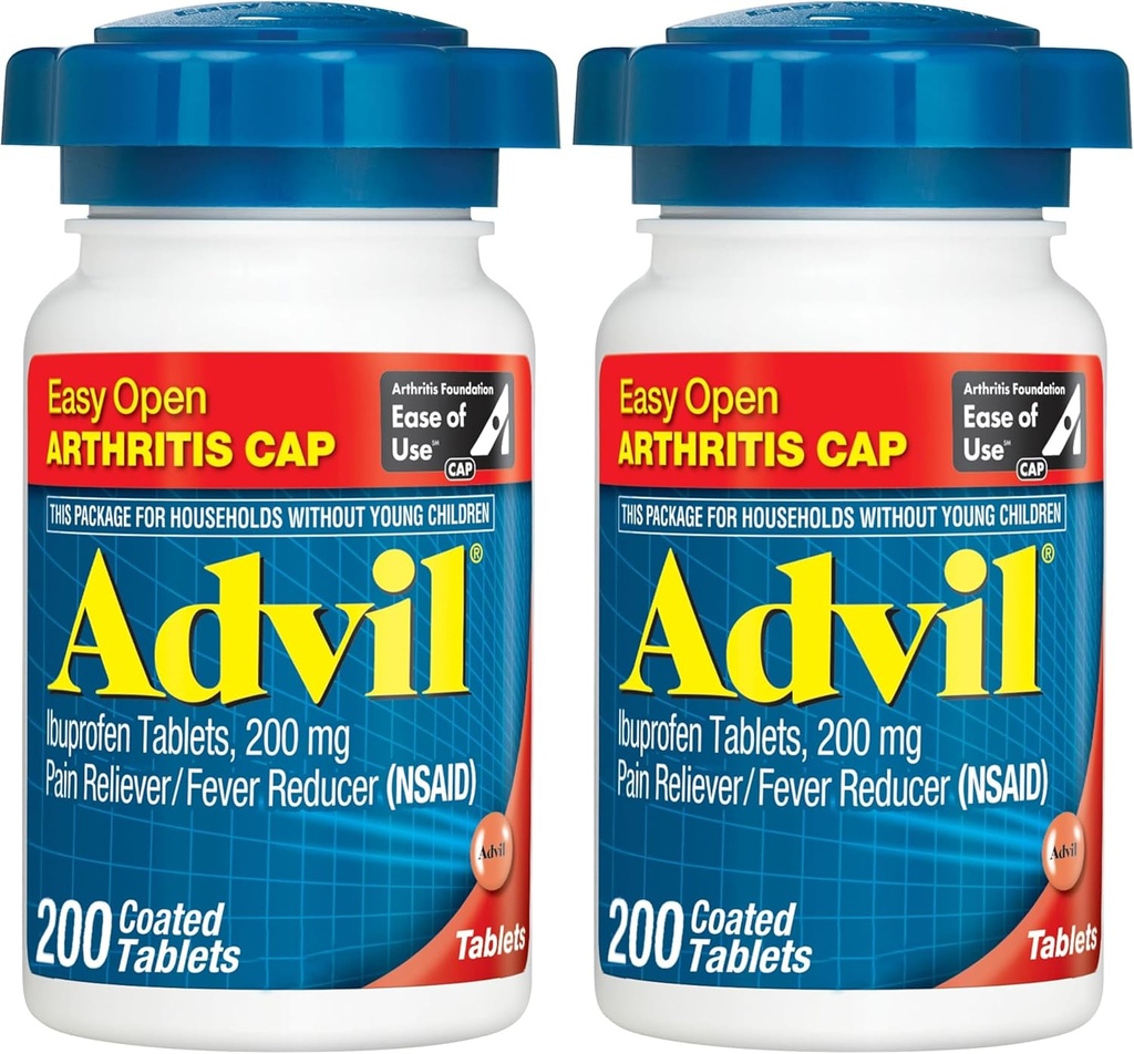 Advil Pain Reliever ו Fever להפחית, טיפול בכאב עם Ibuprofen 200 מ"ג עבור כאב משותף, שריר Ache וקטין Arthritis כאב הקלה - 200 טבליות עם Easy Open Arthritis Cap