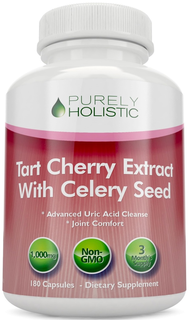 Tart Cherry לחלץ קפסולות 1000 מ"ג - 180 קפסולות, 3 חודשים אספקה - תערובת עם Tart Cherry ו Celery Seed אבקת