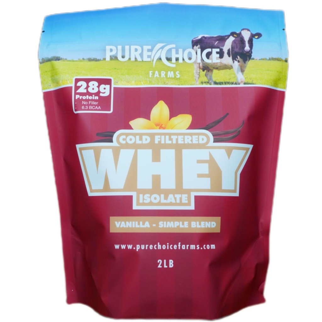 Pure Choice Vanilla Whey חלבונים אבקת Isolate, 28g חלבון, undenatured Whey, 3 ingredients, No Fillers Or Artificial Sweeteners. (Vanilla, 2 lb)