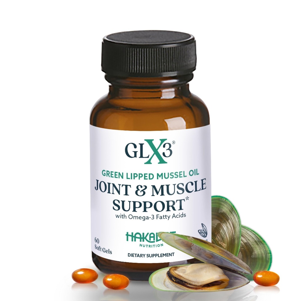 GLX3 תמיכה משותפת תוספת כוח אומגה 3 | Premium New Zealand Green Lipped Mussel Oil - נוחות, גמישות, התאוששות שרירים - ETA EPA DHA אומגה 3 קפסולות תוספת של Haka Life