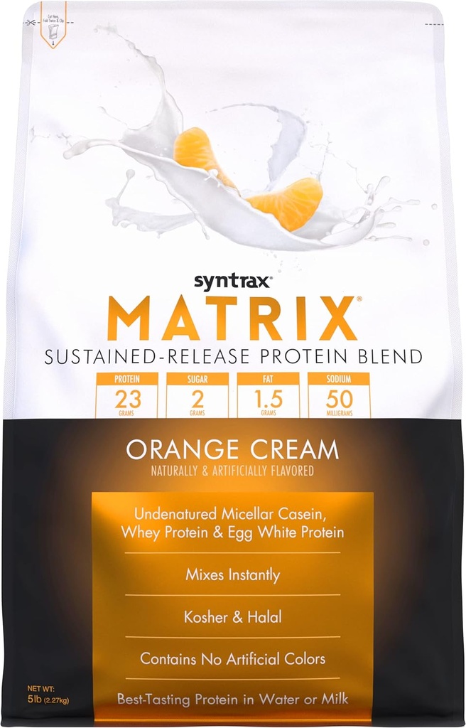 Syntrax Nutrition Matrix - Sustained-Release Protein, Orange Cream, 5 lb.