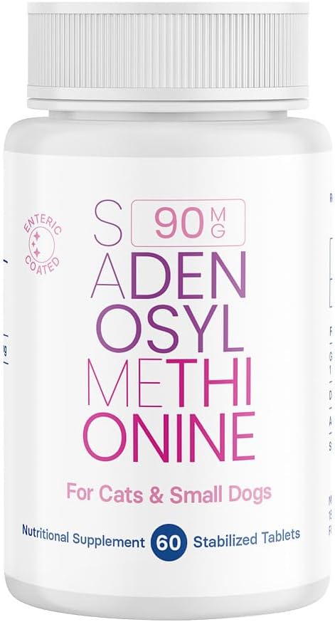 SAM-e Liver ו- Brain Health Supplement for Small Dogs and Cats - with S-adenOSYLmethionine (Same), 60 טבליות Coated