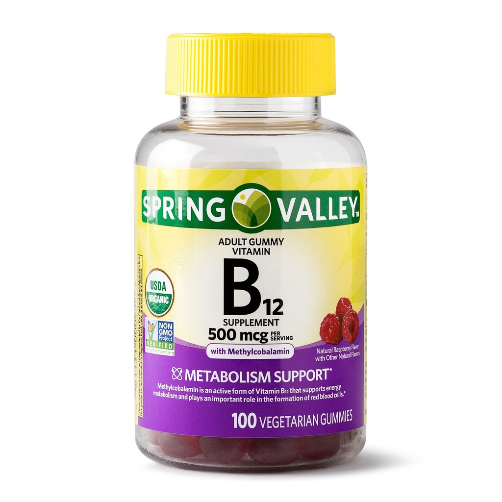 Spring Valley Adult Gummy ויטמין B12, Metabolism Support, Natural Fruit Flavor, 100mies