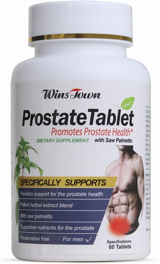 Prostate Pills, Saw Palmetto Prostate Health Supplements for Men, Support Hair Health, Urinary Tract & Bladder Control, 60 טבליות