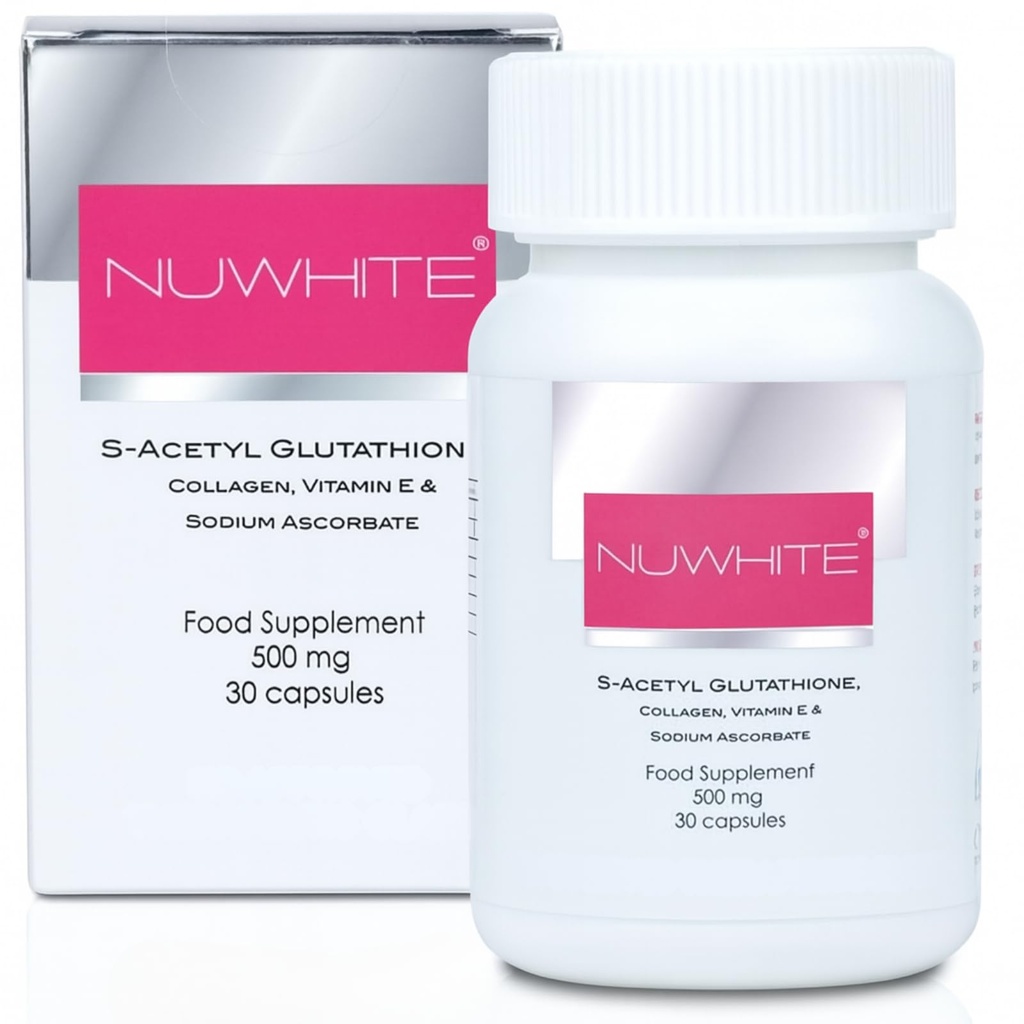 Nu White S-Acetyl Glutathione New Enhanced Formula Skin Whitening 30 קפסולות