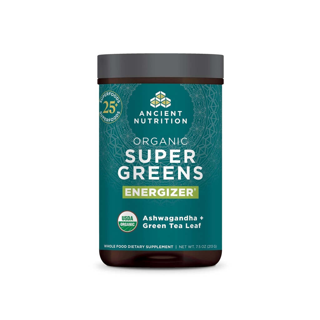 אבקת Super Greens Energyzer העתיקה עם Probiotics ו B12, עשוי פירות אמיתיים, ירקות ו Herbs, for Digestive, Detoxification ותמיכה אנרגיה, 25 משרתים