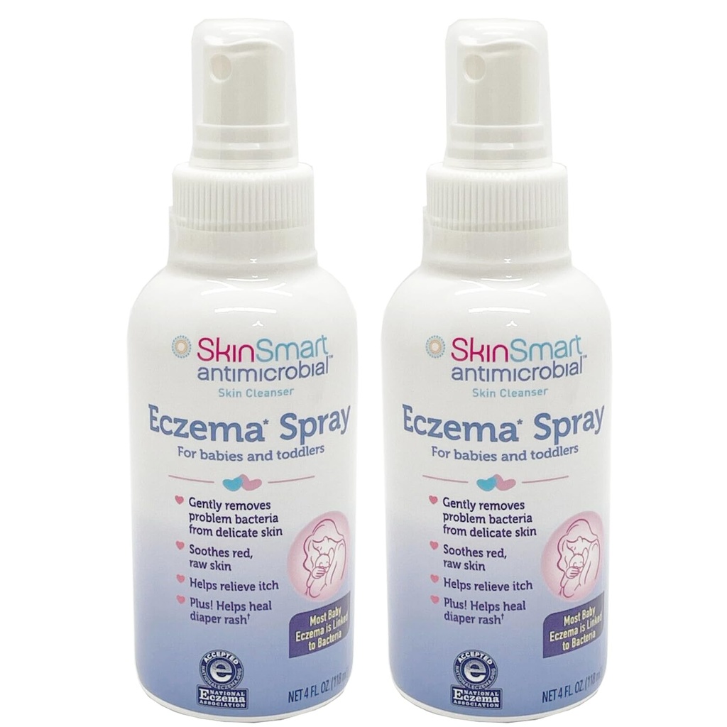 SkinSmart Eczema Spray for Babies and Toddlers, Removes Bacteria so Skin Can Heal, 4 Ounce Spray (Pack of Safe for Delicate and Raw Skin)