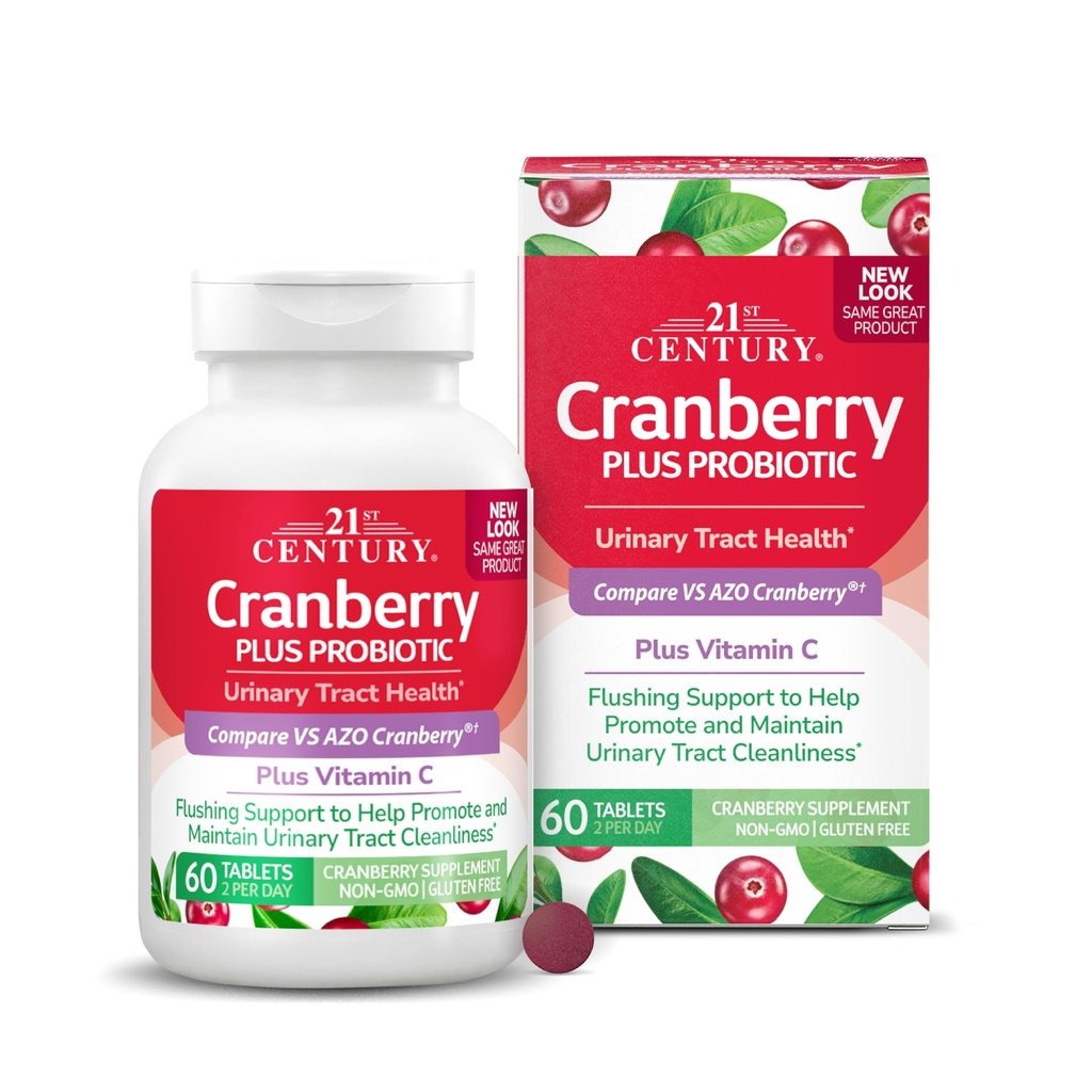 21th Century Cranberry Plus Probiotic Tablet, 60 Count