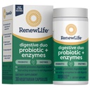 Renew Life Digests Duo Probiotic and Enzymes Vegetarian קפסולות, Probioticsמקדם בריאות, פעילות מהירה Enzymes Aidion, עם Soothing Herbs - 30 Count