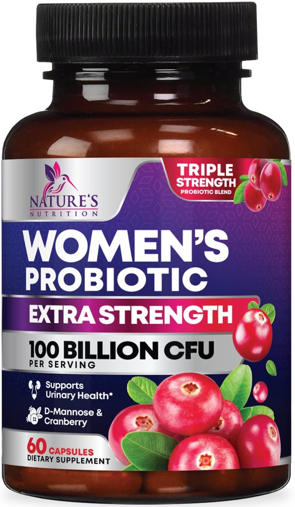Probiotics for Women Digestive Health Support - 90 מיליארד CFU Women's Probiotic, 16 Strains, Cranberry, Vaginal Probiotic with Prebiotics, PH, Immune, Urinary, & Feminine Health Support, 60 קפסולות