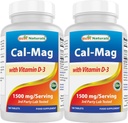 Best Naturals Calcium Magnesium עם ויטמין D3 1500 מ"ג משרת 180 טבליות (180 Count)