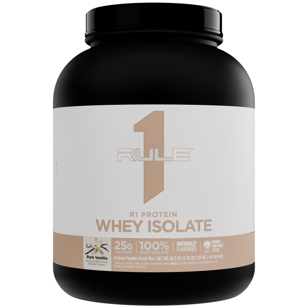 כלל 1 באופן טבעי פלאמורד R1 חלבון Whey Isolate - פורמולה נקייה עם 25g חלבון ו 6g BCAA באופן בלעדי Isolated & Hydrolyzed מקורות עבור Workout Recovery (4.3 פאונדים*, Pure Vanilla)