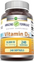 פורמולה מדהימה ויטמין D3 (Cholecalciferol) תוסף | 10,000 IU | 240 Softgels | Non-GMO | Gluten-Free | Made in USA