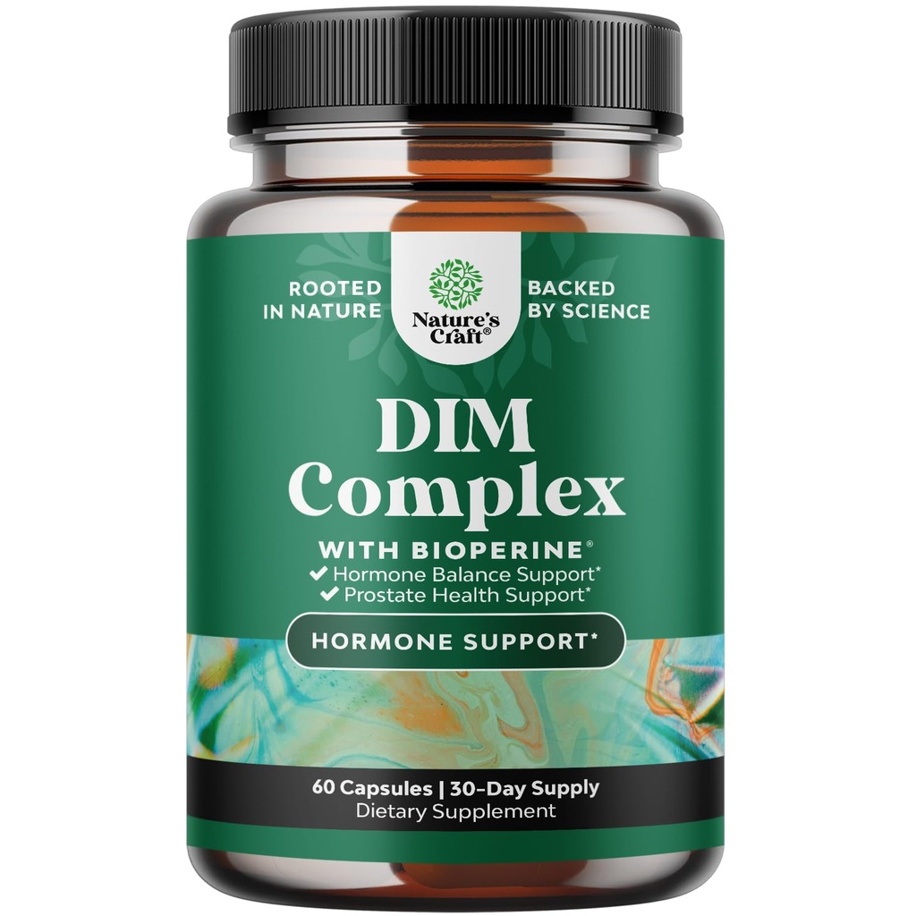 תוסף DIM טהור לגברים עם bioperine - DIM Estrogen Blocker עבור גברים עבור הורמון איזון Prostate בריאות - Diindolylmethane טסטוסטרון מורכב עם ברוקולי פלורס - 60 קפסולות