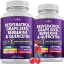 AGE חדש Resveratrol, Berberine, Grape Seed Extract, Quercetin, Polyphenol תוספת לנשים וגברים עם Noni Extract, N-Acetyl Cysteine, Acai Extract - 120 קפסולות