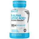מזון R Alpha Lipoic Acid 600 מ"ג קפסולות - R Lipoic Acid Acid Stabilized עם biotin - Active Form של R-ALA - 600 מ"ג קליני Dosage - תמיכה באנרגיה סלולרית עוצמתית - 60 קפסולות טבעוניות - RALA