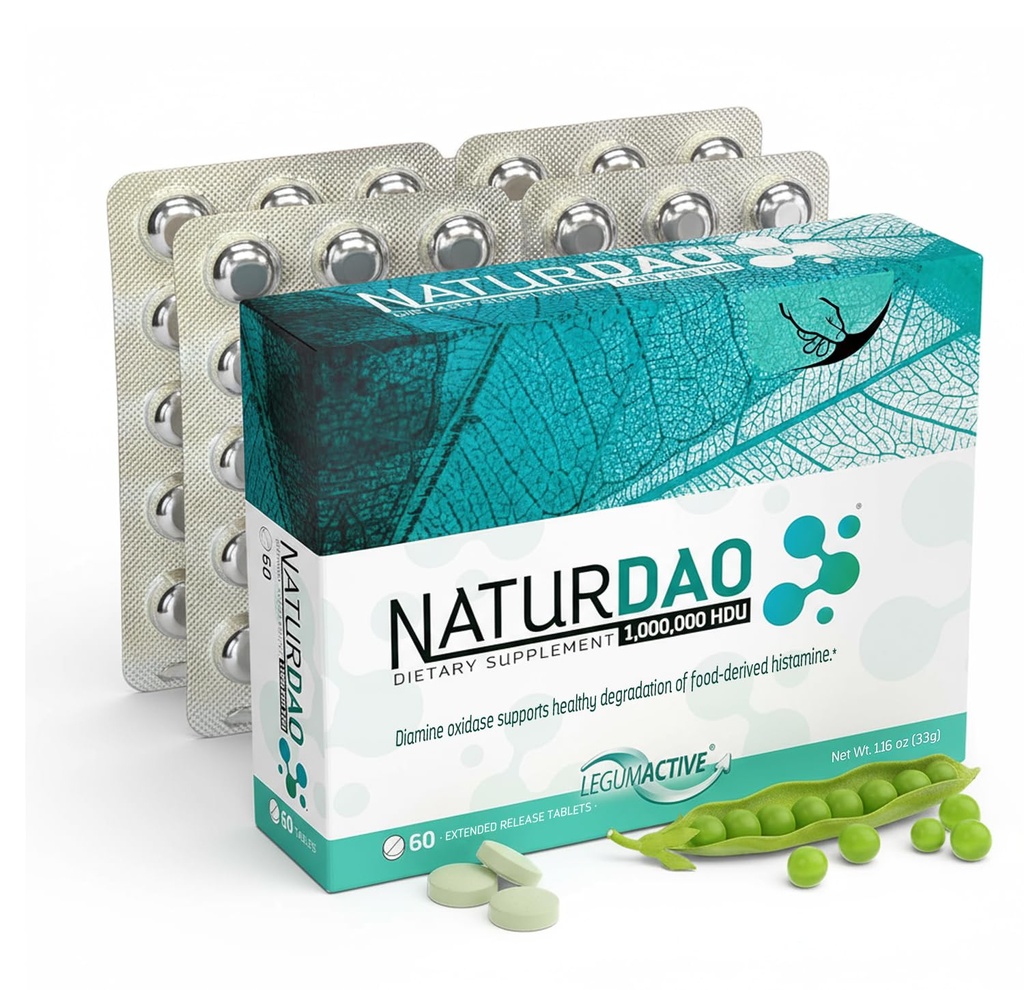NATURDAOCOM LEGUMACTIVE NATURDAO® DAO Enzyme 1 000 HDU לכל Tablet - DAO Enzyme תוסף - Histamine בלוק - Diamine Oxidase - צריכת מזון - 60 טבליות שחרור מורחב