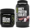NutraBio Creatine Monohydrate, Unflavored, 150g ו Whey חלבונים Isolate, שוקולד Dipped Macaroon, תוסף Bundle - שריר אנרגיה, Lean Growth, התאוששות וכוח