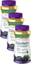 Nature's Bounty Elderberry Gummies, תוספי תזונה, תומך בריאות החיסון, מכיל ויטמין A, C, D, E ו Zinc, 100 מ"ג, 70 מ"ג (Pack של 3)